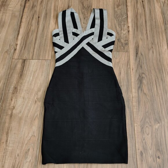 Rachael G Stretch Dress with Thick Straps, Black with Gray - Picture 8 of 12